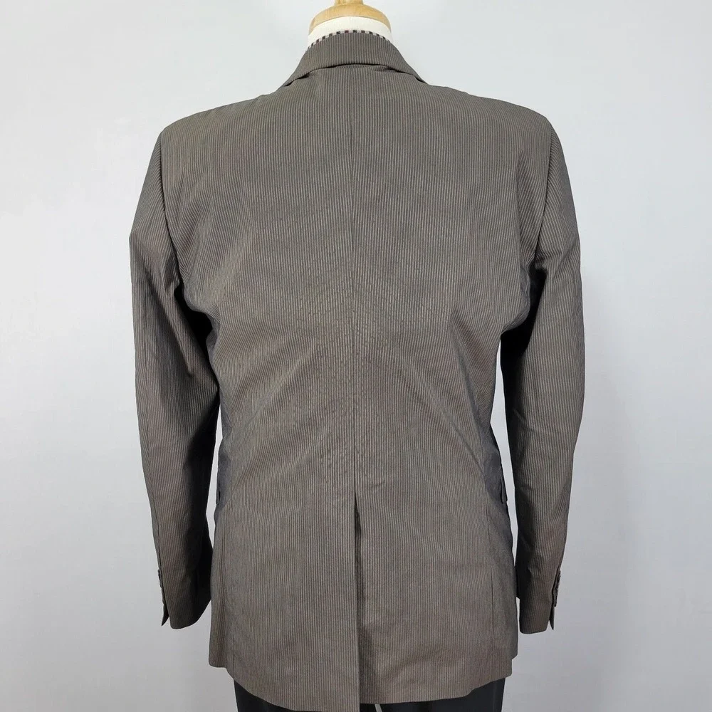 Theory Men's Sport Coat Blazer Two Button Brown Pin‎ Striped Cotton Blend 44R